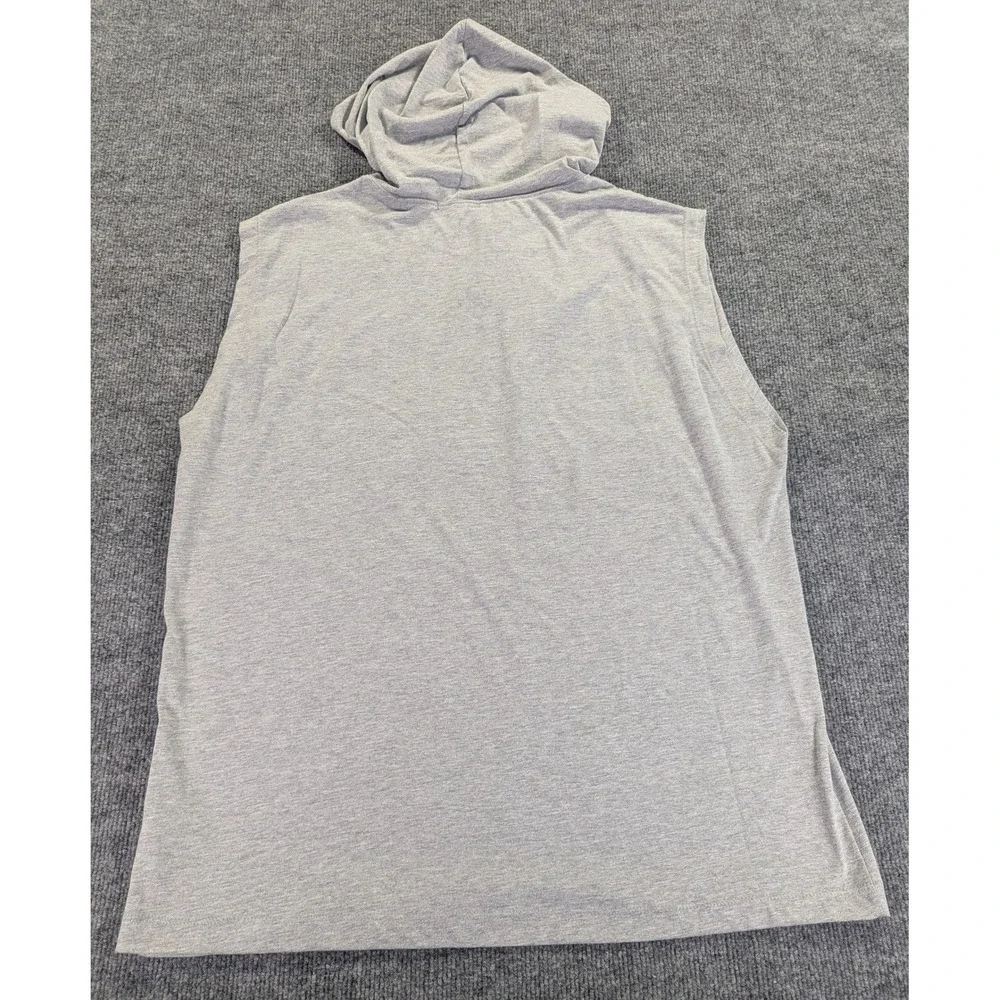 True Religion Mens Buddha World Tour Sleeveless Hooded Tank Top Heather Grey L